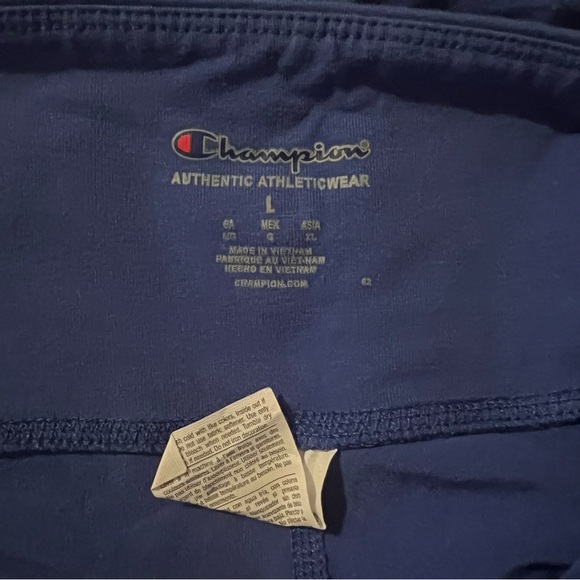 Champion Women's Blue Logo Moisture Wicking Biker Short Size Large - Picture 5 of 6